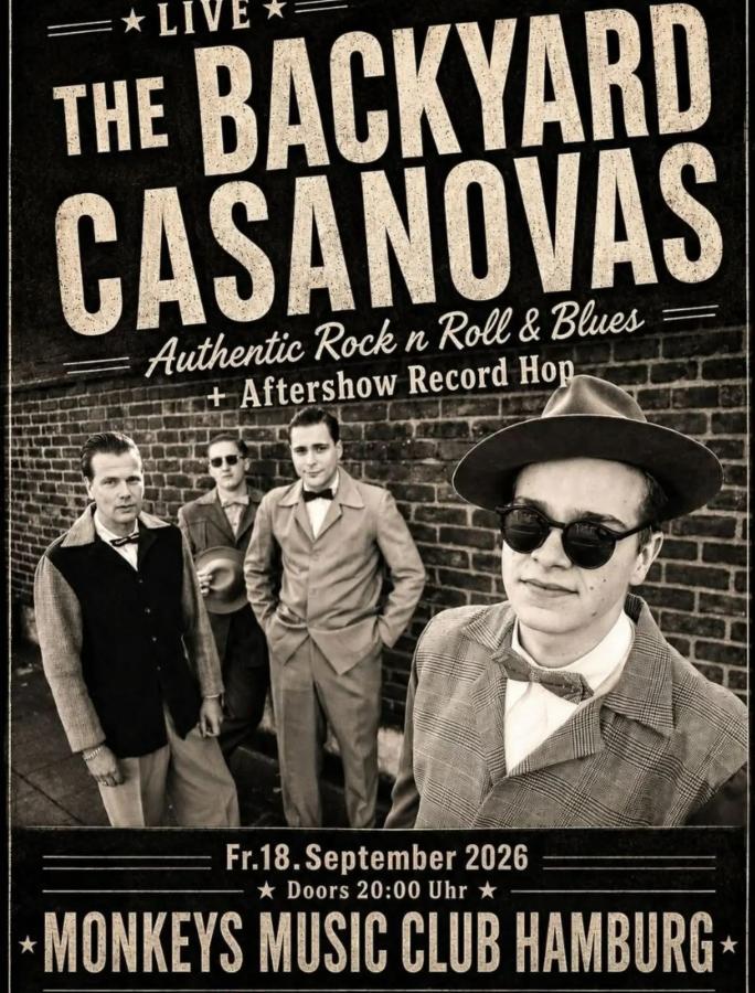 The Backyard Casanovas at Monkeys Music Club poster
