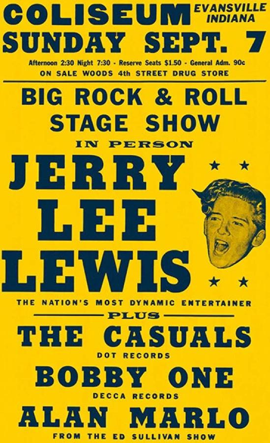 Jerry Lee Lewis — Evansville 1958 poster