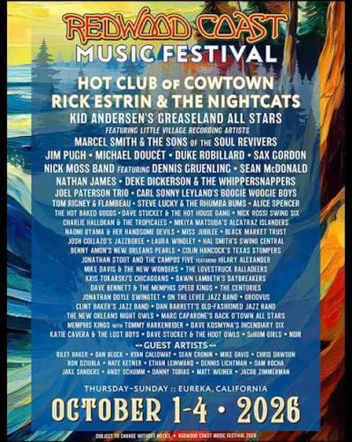 Redwood Coast Music Festival 2026 poster