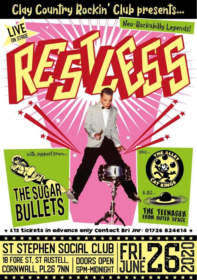 Restless @ Clay Country Rockin' Club poster