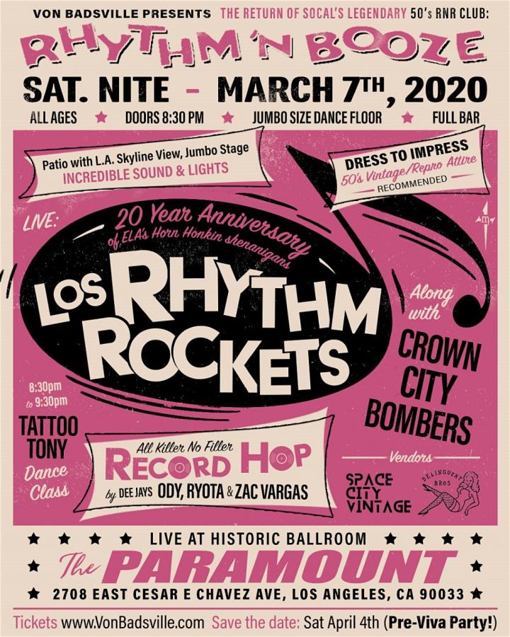 Rhythm 'N Booze w/ Los Rhythm Rockets and Crown City Bombers poster