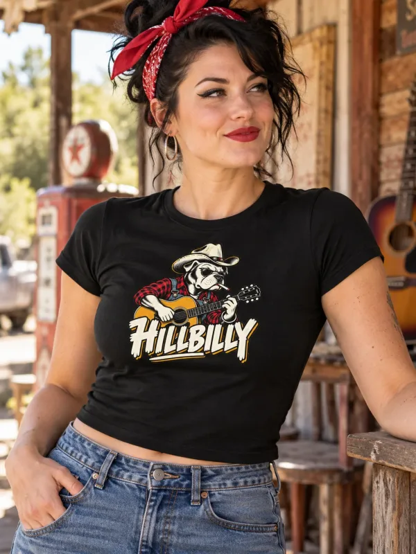 Woman wearing the Hillbilly Dog Tee
