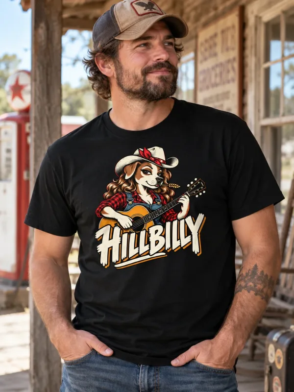 Man wearing the Hillbilly Pin-Up Tee
