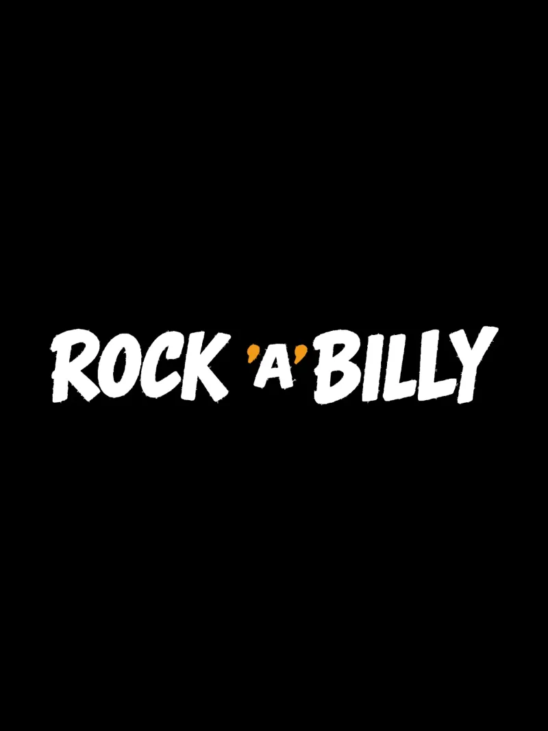 Black Rock 'A' Billy tee with white brush lettering on a single line